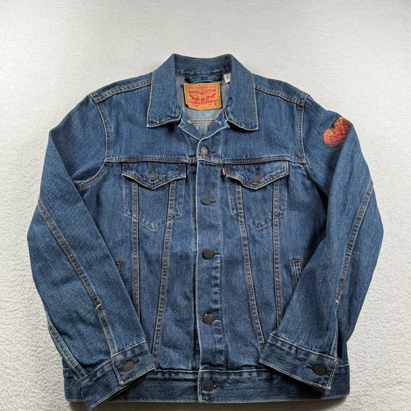 Levi's Other - Levi "Heart On My Sleeve" Trucker Jacket Mens Medium Blue Denim Cotton